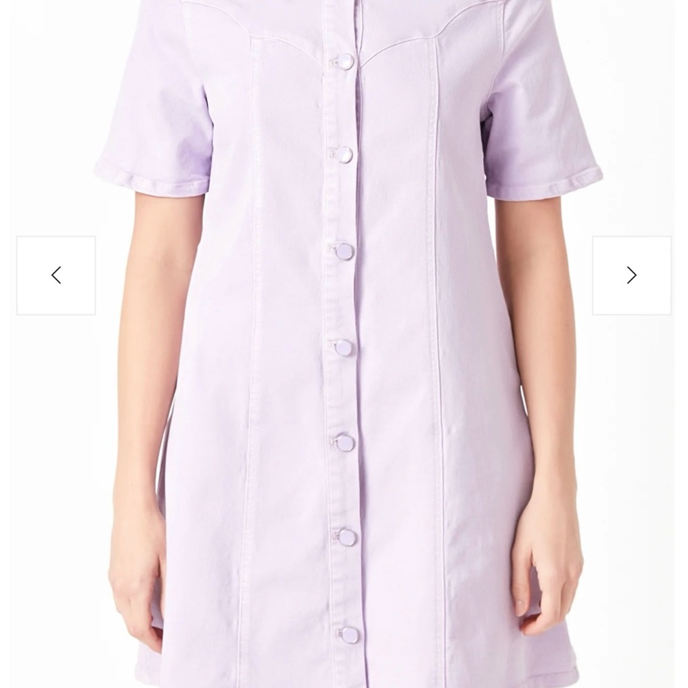 English Factory Elle Washed Denim Dress in Light Purple size Small